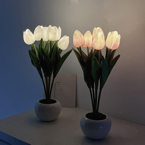 Rechargeable Tulip Nightlight - Soft Pink & White Options - Elegant LED Glow
