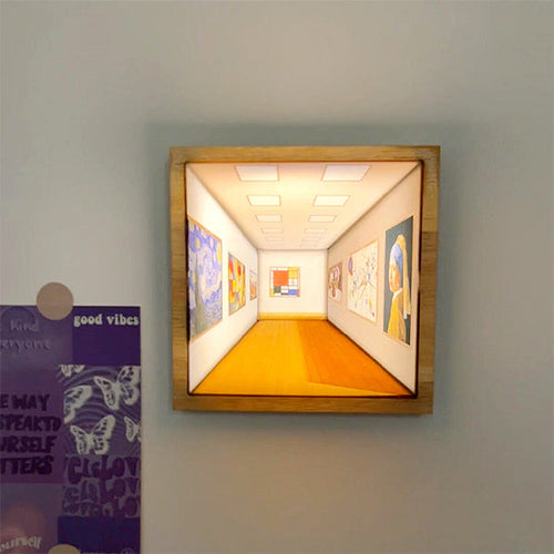 3D Illusion Art Nightlight - Wooden Frame - LED Glow - Mini Gallery Decor - 3 Styles Available