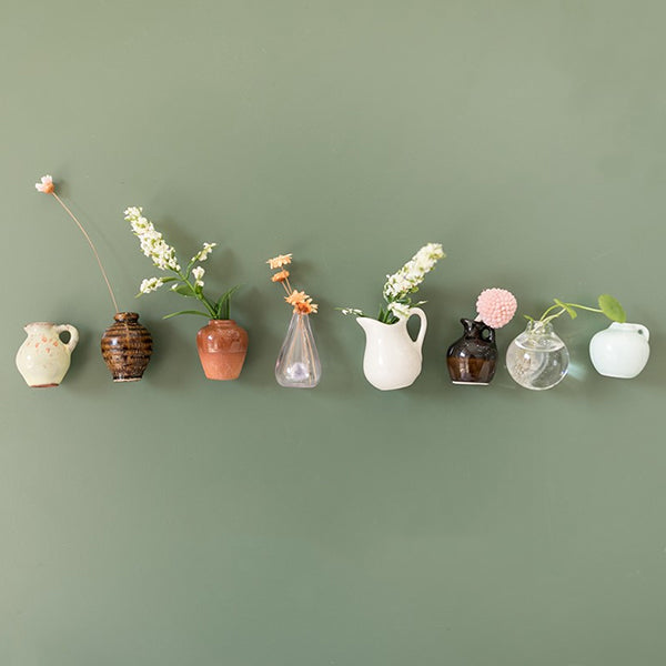 Ceramic and Glass Vase Fridge Magnets - Set of 8 - Minimalist Home Decor - Ideal for Kitchens and Gifts