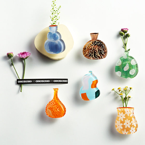 Magnetic Fridge Stickers - Flower Vase Design - Acrylic Resin - Vibrant and Functional