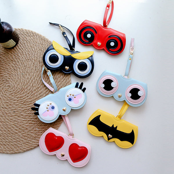 Animal Eyes Glasses Case - Ultra-Fiber Leather - Cute & Stylish - Perfect for Travel