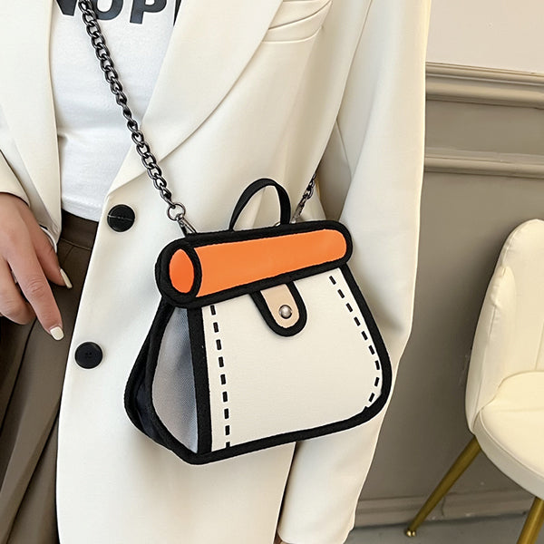 Cartoon Style Chain Bag - Nylon Fabric - Playful Design - Three Color Options