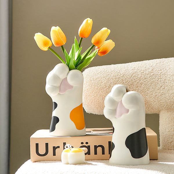Whimsical Cat Paw Vase – Playful Resin Home Decor