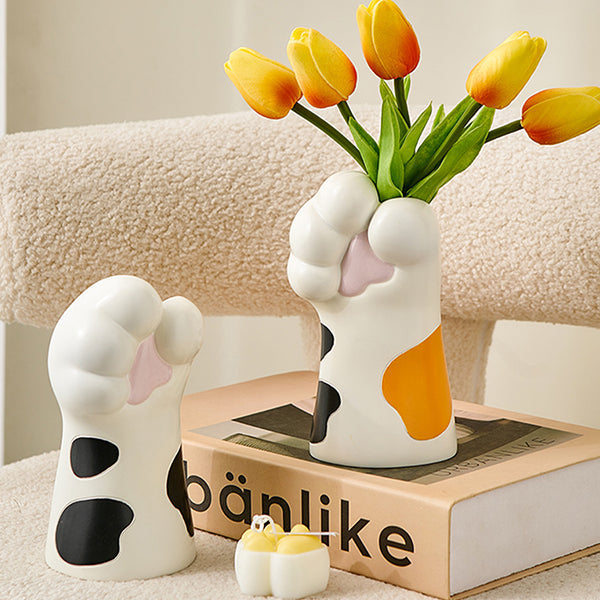 Whimsical Cat Paw Vase – Playful Resin Home Decor
