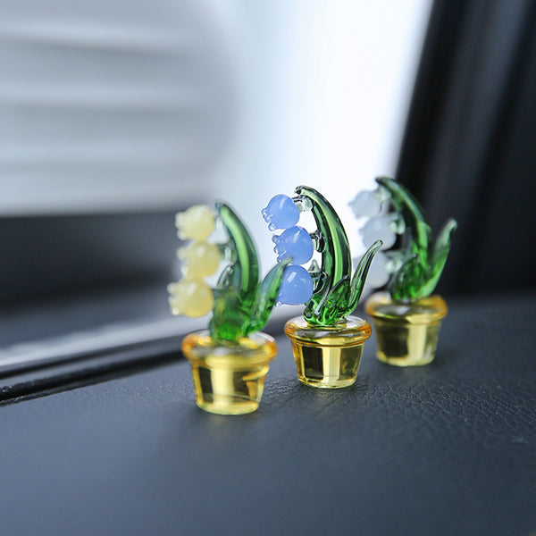 Lily of the Valley Car Ornament Set – Elegant Glass Décor – Five-Piece Collection