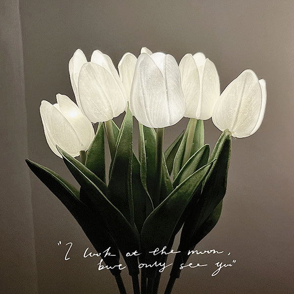 Rechargeable Tulip Nightlight - Soft Pink & White Options - Elegant LED Glow