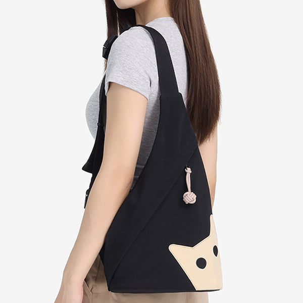 Cat Sling Bag - Nylon Material - Cute Cat Face Design - Two Colors Available