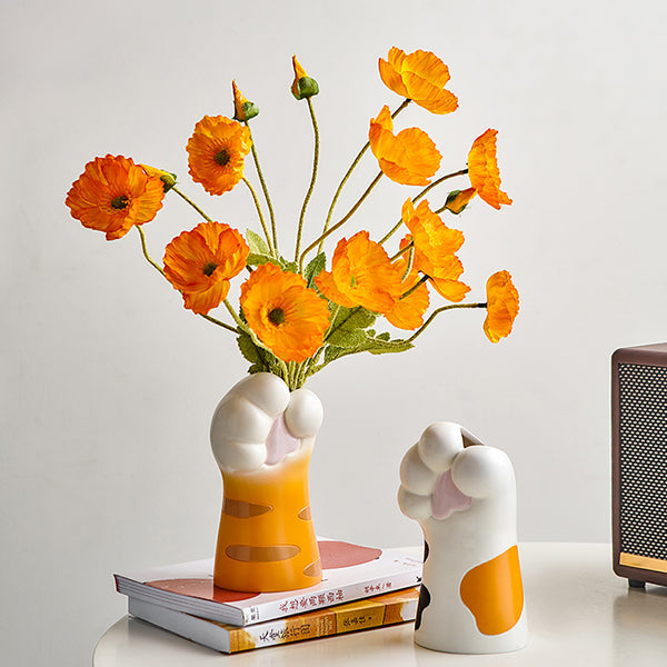 Whimsical Cat Paw Vase – Playful Resin Home Decor