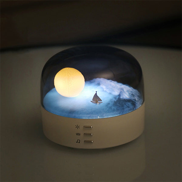 Moon Night Lamp - Ocean Scene Ambient Light - Soothing Glow for Bedrooms - Two Color Options - Decorative Night Light