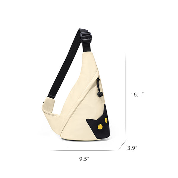 Cat Sling Bag - Nylon Material - Cute Cat Face Design - Two Colors Available