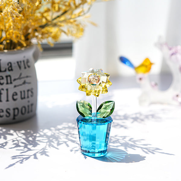 Crystal Glass Sunflower Ornament – Elegant Décor – Light Reflection