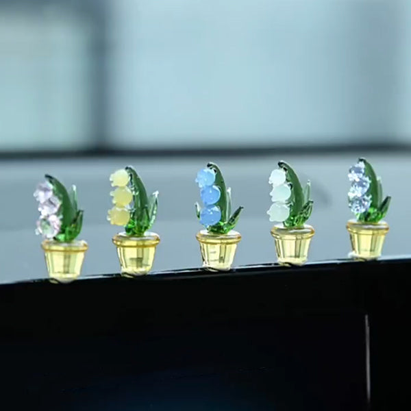 Lily of the Valley Car Ornament Set – Elegant Glass Décor – Five-Piece Collection
