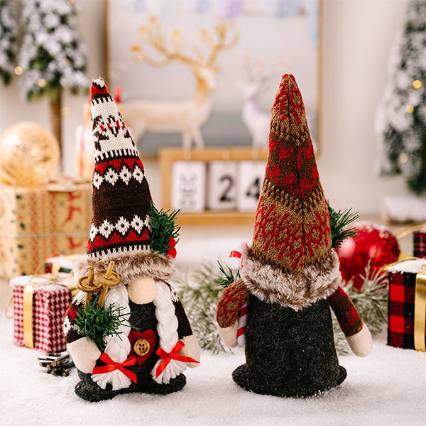 Knitted Hat Rudolph Plush - Holiday Reindeer Decoration - Soft Knit Material - Holds Pine Branches - 2 Style Options