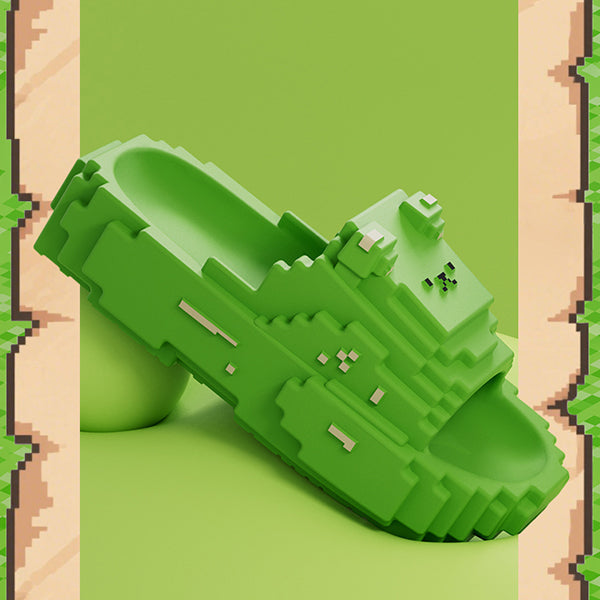 Pixel Block Slippers - EVA Material - Anti-Slip Thick Sole - Couple Slide Sandals