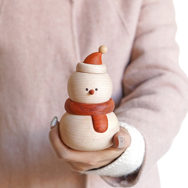 Wooden Snowman Christmas Decoration - Solid Wood Holiday Figurine - 2 Styles
