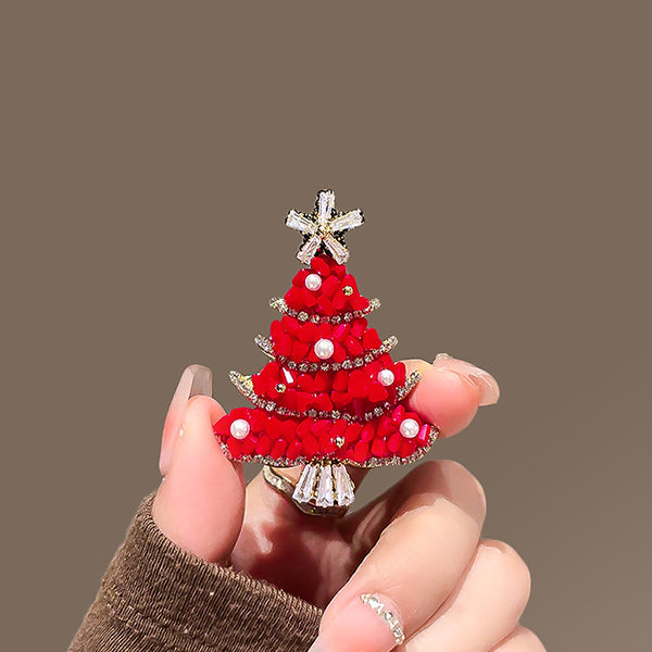 Crystal Christmas Tree Brooch - Festive Holiday Jewelry - 4 Styles