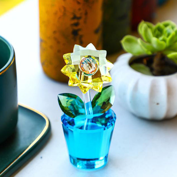 Crystal Glass Sunflower Ornament – Elegant Décor – Light Reflection