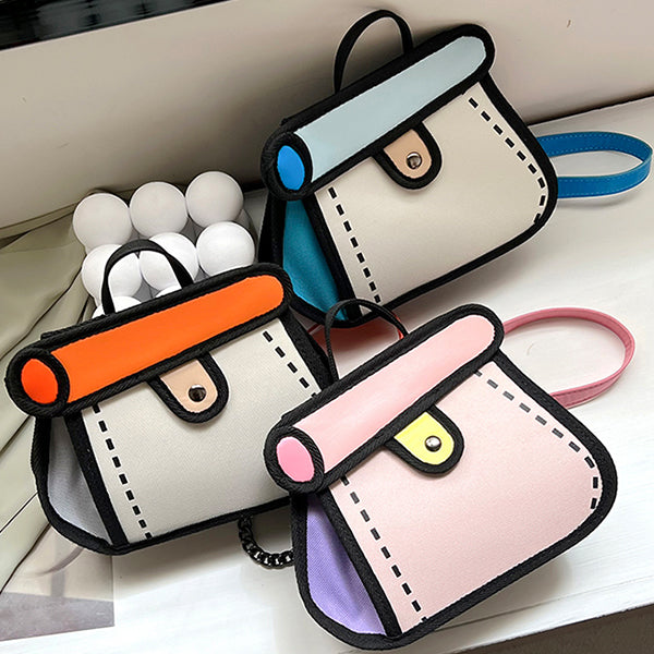 Cartoon Style Chain Bag - Nylon Fabric - Playful Design - Three Color Options