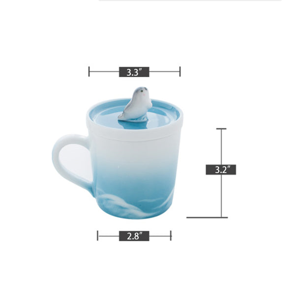 Japanese Ceramic Whale Mug - Four Styles Available - Playful Whale Lid Design - Ocean-Inspired