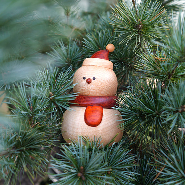 Wooden Snowman Christmas Decoration - Solid Wood Holiday Figurine - 2 Styles