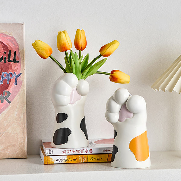 Whimsical Cat Paw Vase – Playful Resin Home Decor