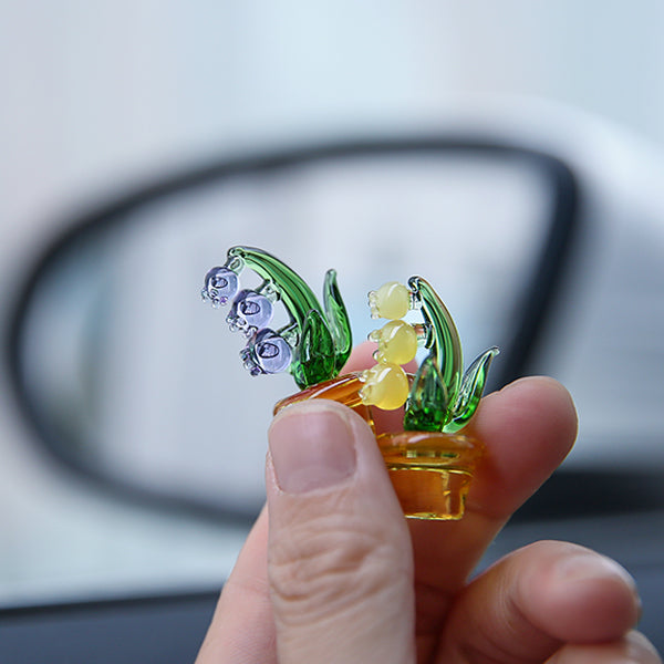 Lily of the Valley Car Ornament Set – Elegant Glass Décor – Five-Piece Collection