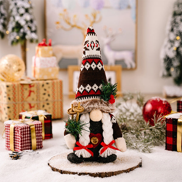 Knitted Hat Rudolph Plush - Holiday Reindeer Decoration - Soft Knit Material - Holds Pine Branches - 2 Style Options
