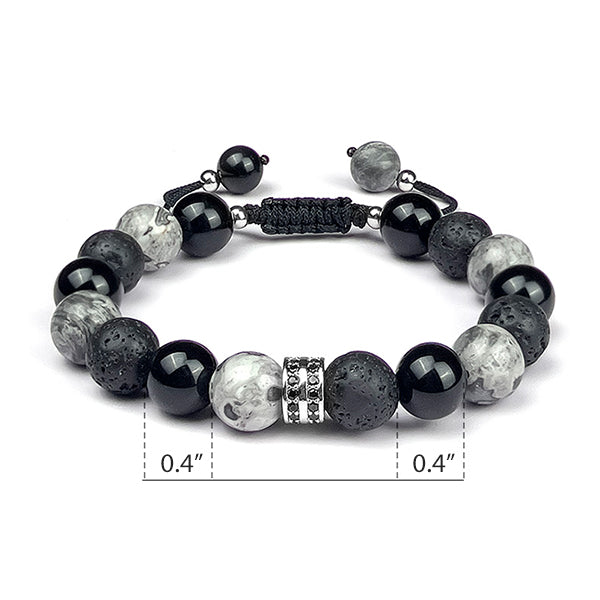 Obsidian & Lava Stone Bracelet - Natural Beaded Jewelry - Stylish & Healing - Unisex Design