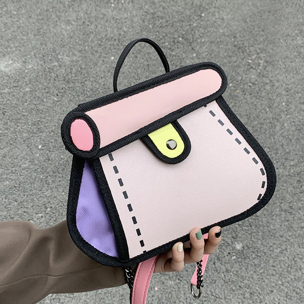 Cartoon Style Chain Bag - Nylon Fabric - Playful Design - Three Color Options
