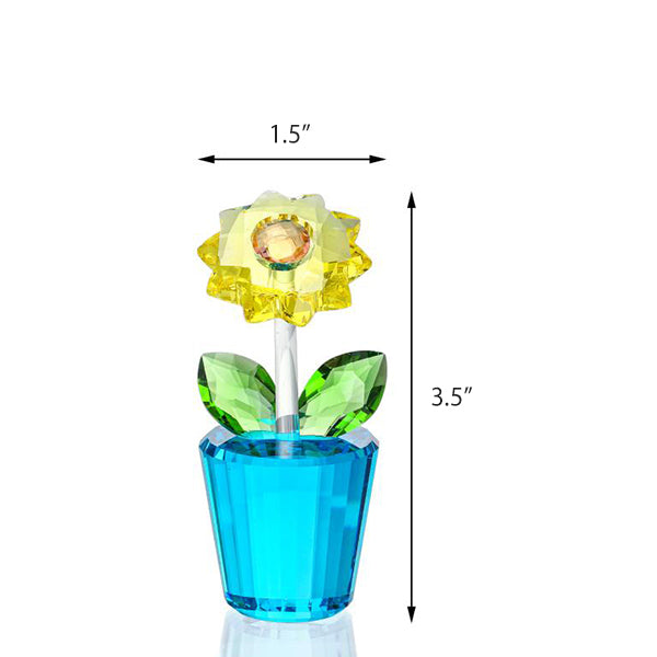 Crystal Glass Sunflower Ornament – Elegant Décor – Light Reflection