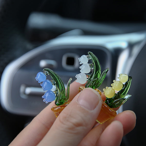 Lily of the Valley Car Ornament Set – Elegant Glass Décor – Five-Piece Collection