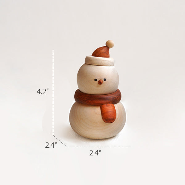 Wooden Snowman Christmas Decoration - Solid Wood Holiday Figurine - 2 Styles
