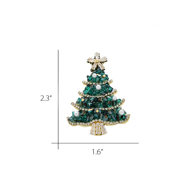 Crystal Christmas Tree Brooch - Festive Holiday Jewelry - 4 Styles