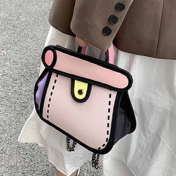Cartoon Style Chain Bag - Nylon Fabric - Playful Design - Three Color Options