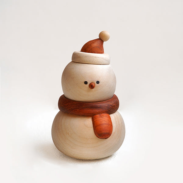 Wooden Snowman Christmas Decoration - Solid Wood Holiday Figurine - 2 Styles