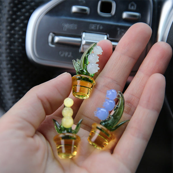 Lily of the Valley Car Ornament Set – Elegant Glass Décor – Five-Piece Collection