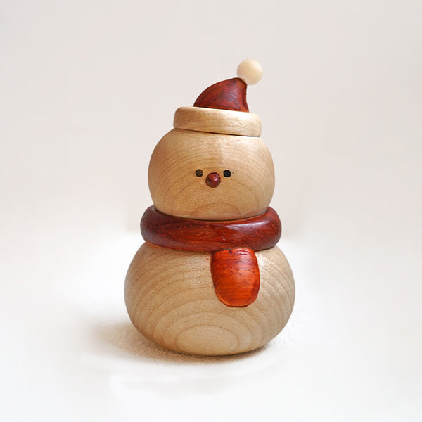 Wooden Snowman Christmas Decoration - Solid Wood Holiday Figurine - 2 Styles