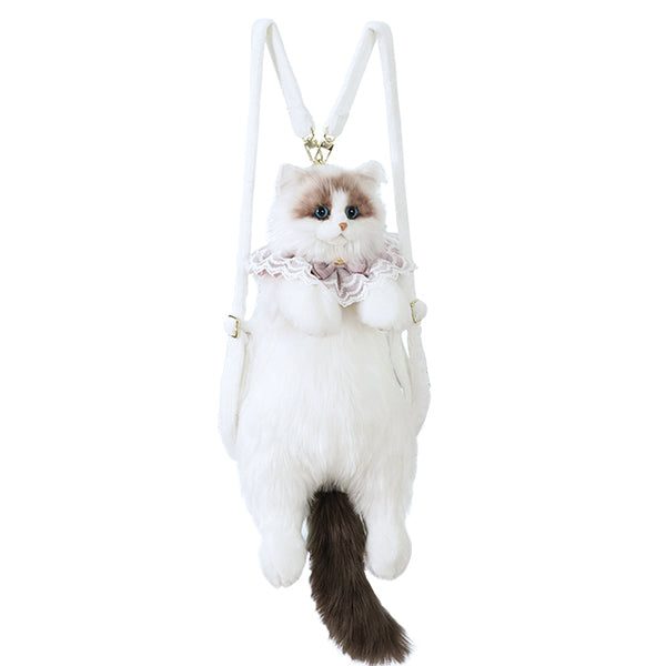 Realistic Cat Backpack - Adorable Furry Design - Soft and Functional Bag - Two Styles Available