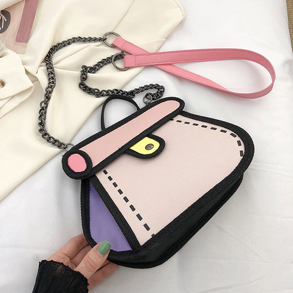 Cartoon Style Chain Bag - Nylon Fabric - Playful Design - Three Color Options
