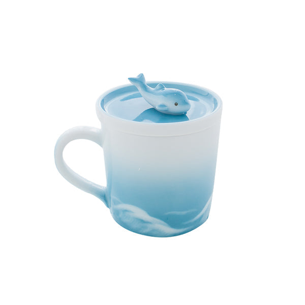 Japanese Ceramic Whale Mug - Four Styles Available - Playful Whale Lid Design - Ocean-Inspired
