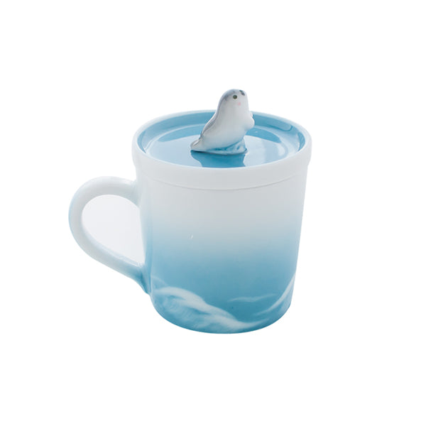 Japanese Ceramic Whale Mug - Four Styles Available - Playful Whale Lid Design - Ocean-Inspired