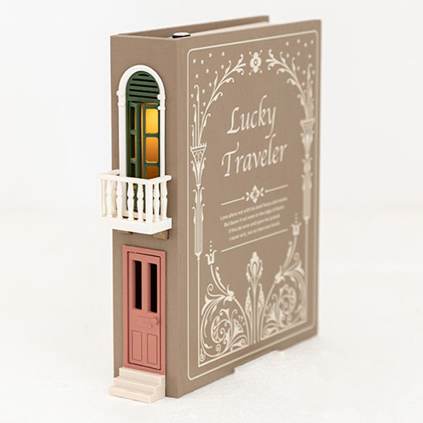 Wooden Bookend with LED Light - Hollow Window & Door Design - Rechargeable - Warm & White Light - Unique Home Decor