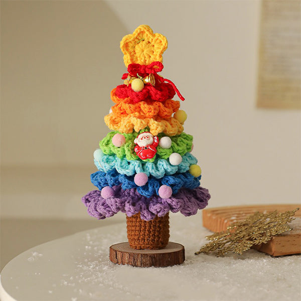 Star Christmas Tree - Yarn Crochet - Handmade Decoration - Purple - Green