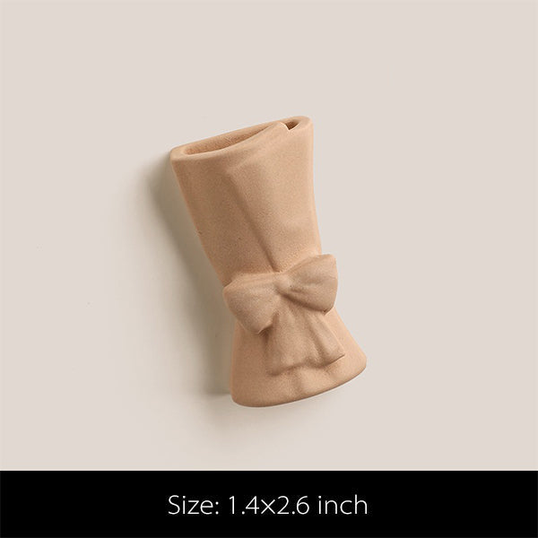 Matte Ceramic Mini Vase - Fridge Magnet - Home & Office Decor - Tiny Decorative Flower Holder