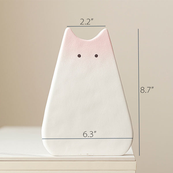 Cute Cat Ceramic Vase - Black White & Pink - Two Sizes - Hydroponic & Fresh Flowers - Decorative Home Accent