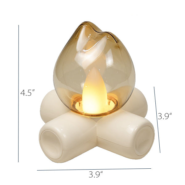 Mini Campfire Night Light - Rechargeable - Warm LED Glow - Cozy Decorative Lamp - Cream White - Cute Healing Decor