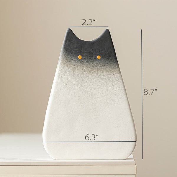 Cute Cat Ceramic Vase - Black White & Pink - Two Sizes - Hydroponic & Fresh Flowers - Decorative Home Accent