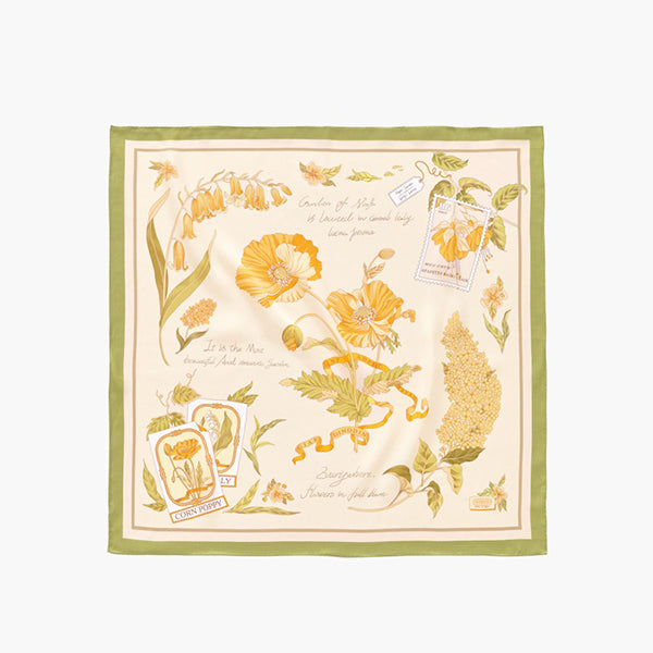 French Garden Silk Scarf - 100% Mulberry Silk - 15 Floral Designs - Elegant Gift for Mom