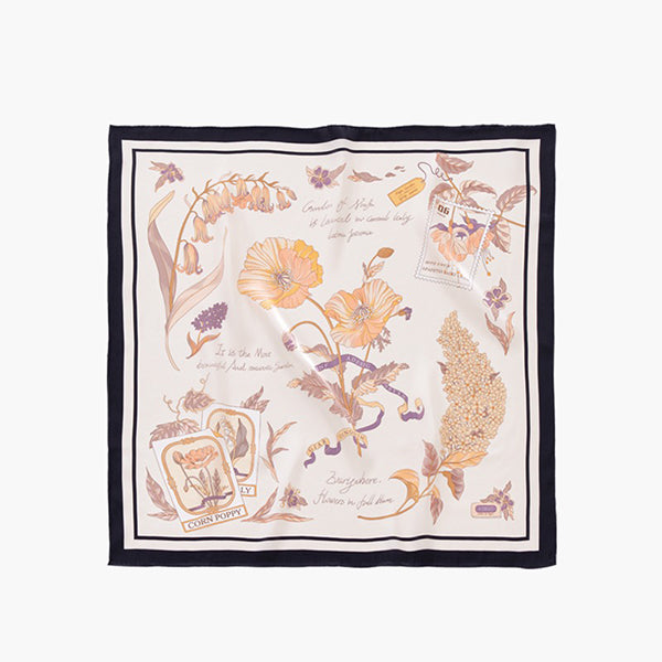French Garden Silk Scarf - 100% Mulberry Silk - 15 Floral Designs - Elegant Gift for Mom