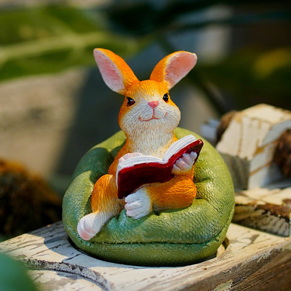 Reading Bunny Figurine